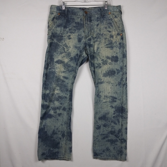Syn Jeans Baggy Distressed Men's Size 38 x 31 Hip Hop Grunge Skater Zip Pocket - Picture 1 of 8